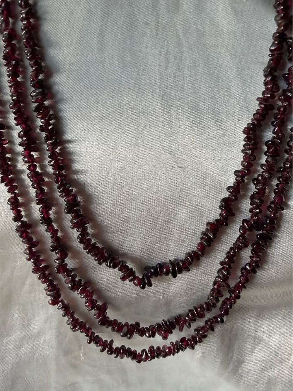 Vintage Lot of 3 Genuine Garnet Chip Bead Necklaces (CCC4)